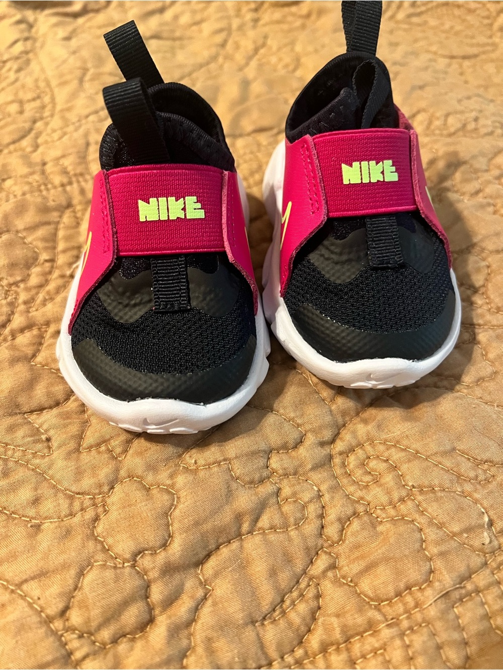 Nike Baby Black and Pink Slip-On Sneakers with White Soles, never worn